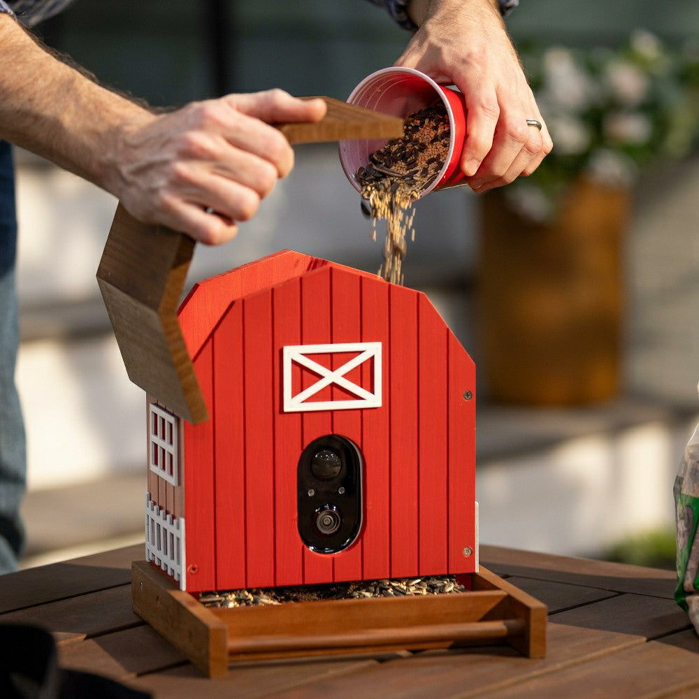 LED Barn House Smart Bird Feeder with Camera | Plow & Hearth