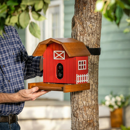 LED Barn House Smart Bird Feeder with Camera | Plow & Hearth