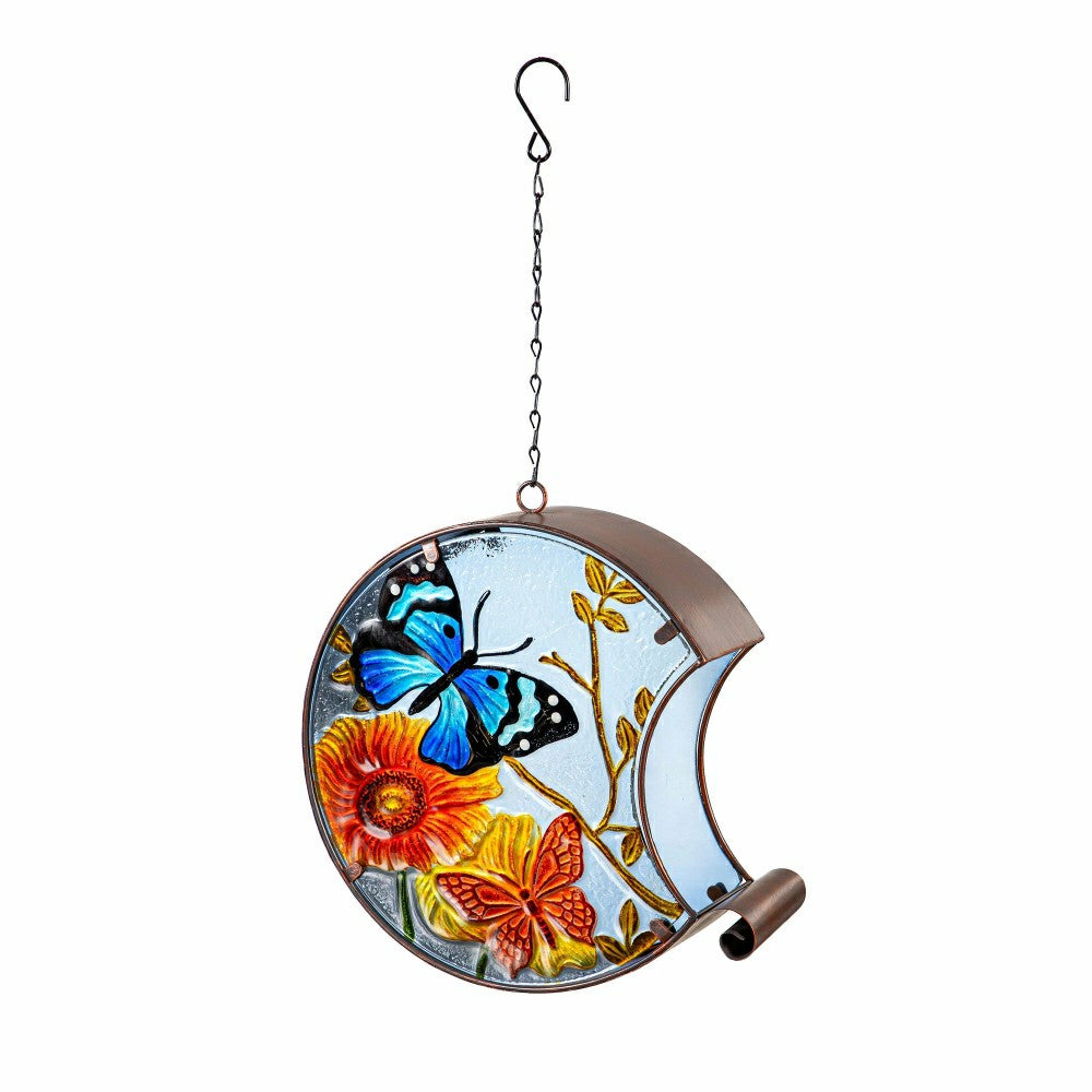Hand Painted Glass Bird Feeder, Butterfly | Plow & Hearth