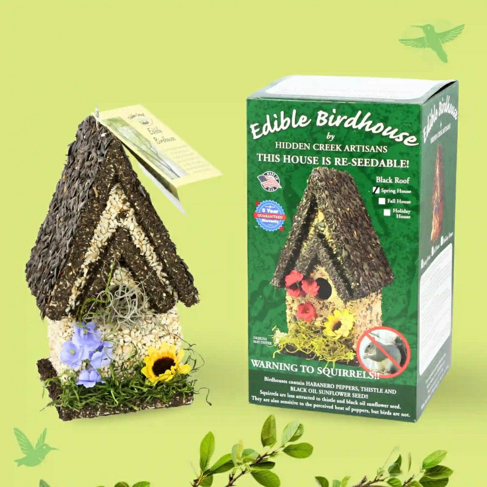 Tall Edible Birdhouse with Dark Roof | Plow & Hearth