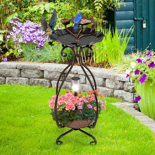 Solar Outdoor Bird Bath Feeder/Planter Combo | Plow & Hearth