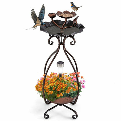 Solar Outdoor Bird Bath Feeder/Planter Combo | Plow & Hearth