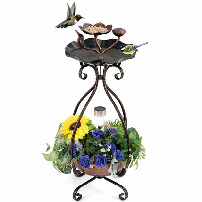 Solar Outdoor Bird Bath Feeder/Planter Combo | Plow & Hearth