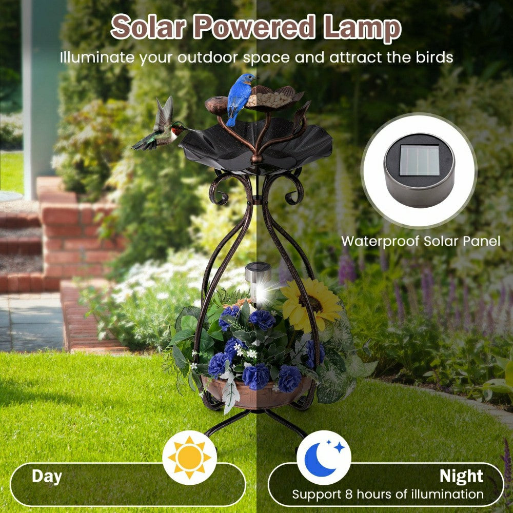 Solar Outdoor Bird Bath Feeder/Planter Combo | Plow & Hearth