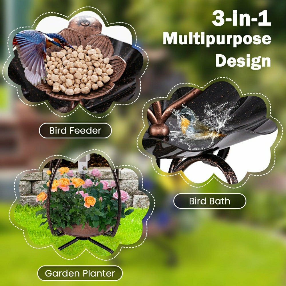 Solar Outdoor Bird Bath Feeder/Planter Combo | Plow & Hearth