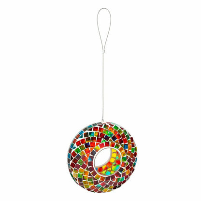 Tropical Oasis Bird Feeder, Acrylic Mosaic Glass Rainbow Feeder, 9.25" | Plow & Hearth