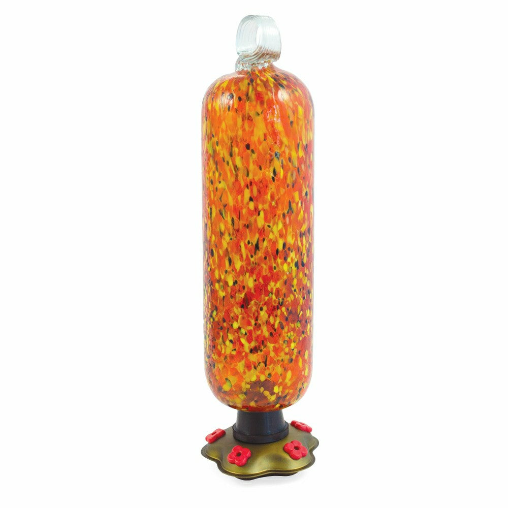 11" Orange Carnival Glass Hummingbird Feeder | Plow & Hearth