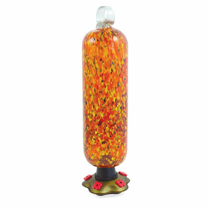 11" Orange Carnival Glass Hummingbird Feeder | Plow & Hearth