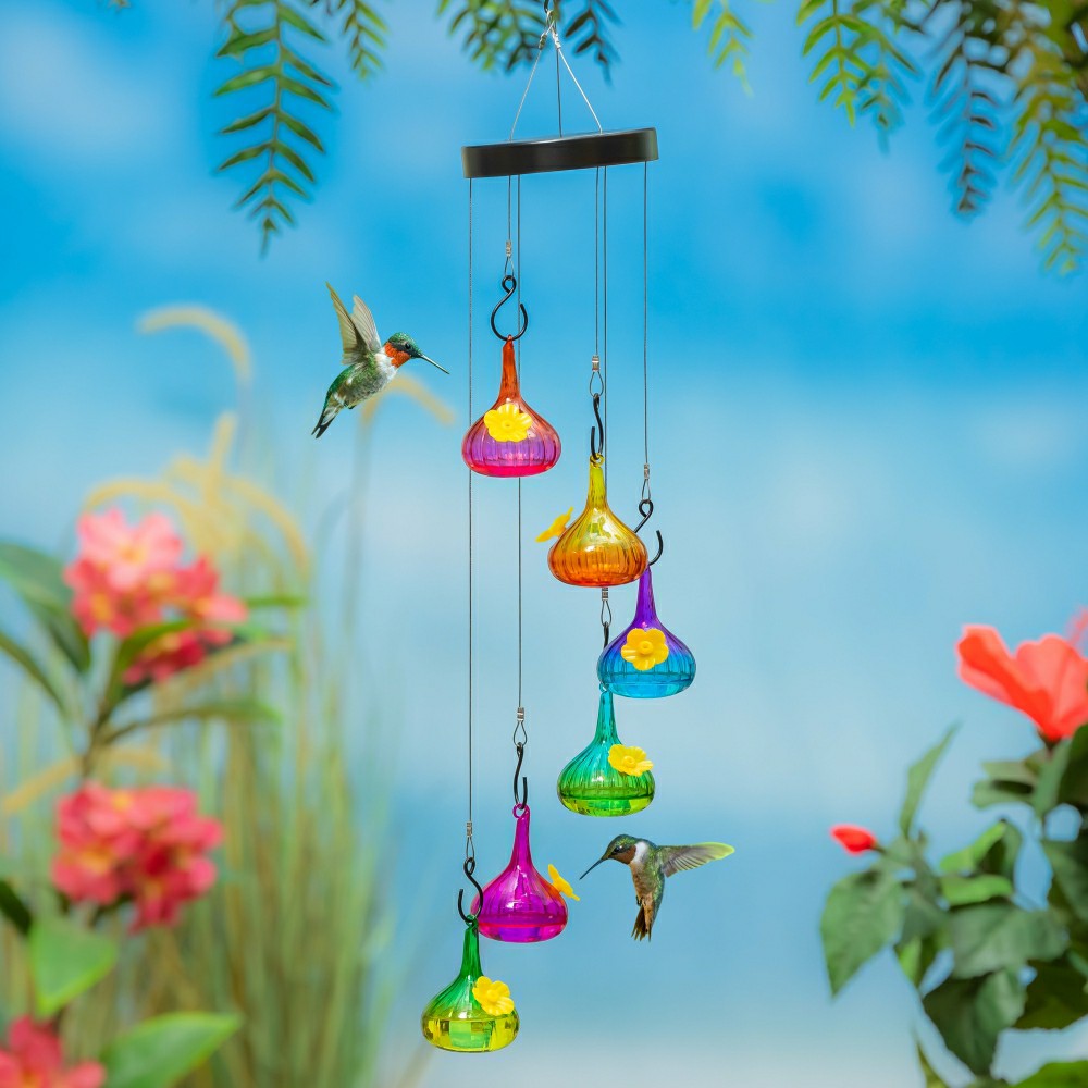 Palm Beach Bird Feeder, Glass Ombre Hanging Hummingbird Feeder | Plow & Hearth