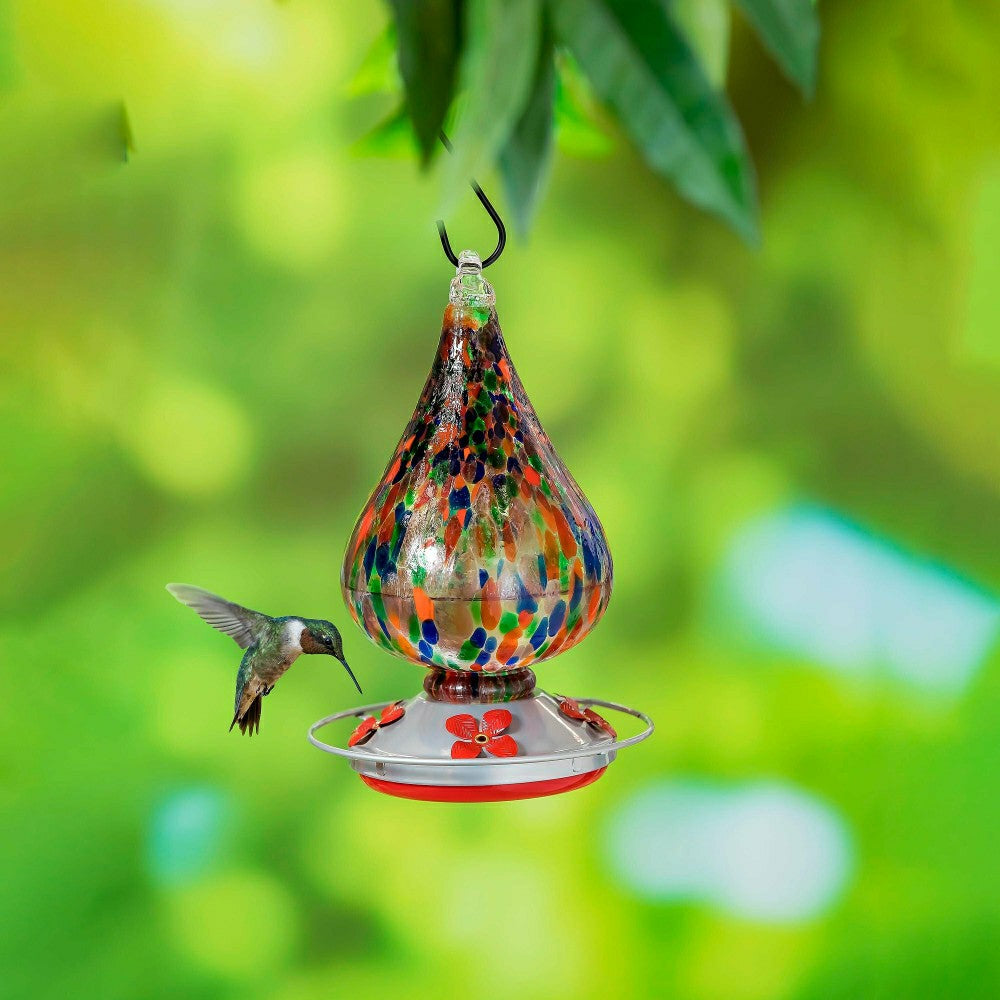 Speckled Art Glass Hummingbird Feeder | Plow & Hearth