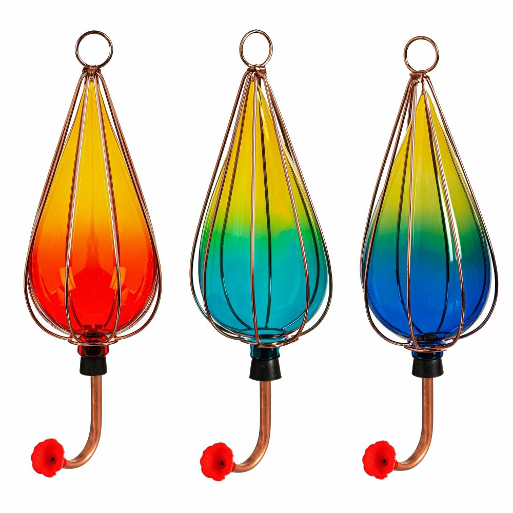 Ombre Glass Hummingbird Feeders, Set of 3 | Plow & Hearth