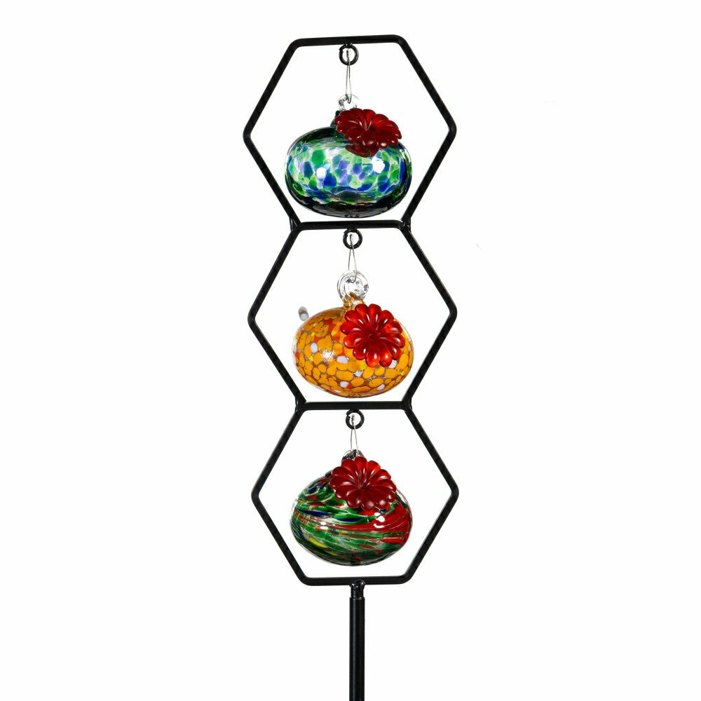 Cottage Garden Bird Feeder, Glass Hummingbird Feeder Trio Stake | Plow & Hearth
