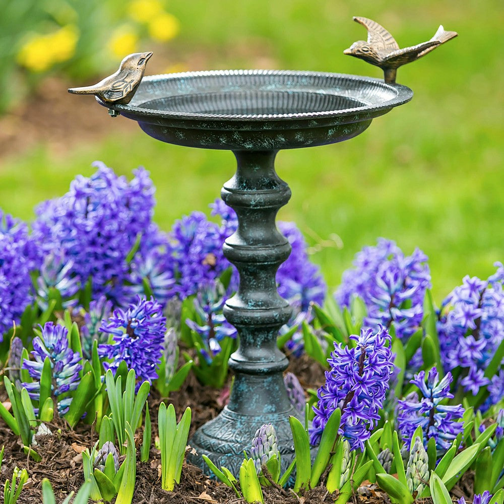 Sculpted Songbirds Metal Pedestal Birdbath | Plow & Hearth