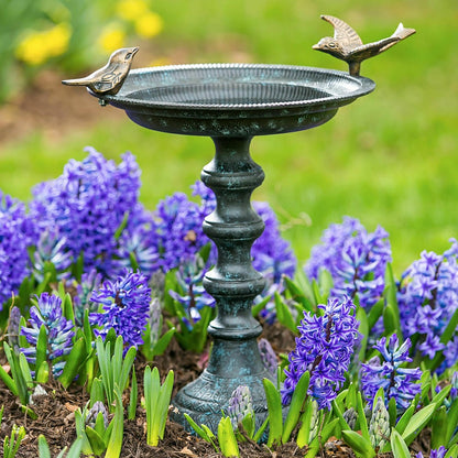Sculpted Songbirds Metal Pedestal Birdbath | Plow & Hearth