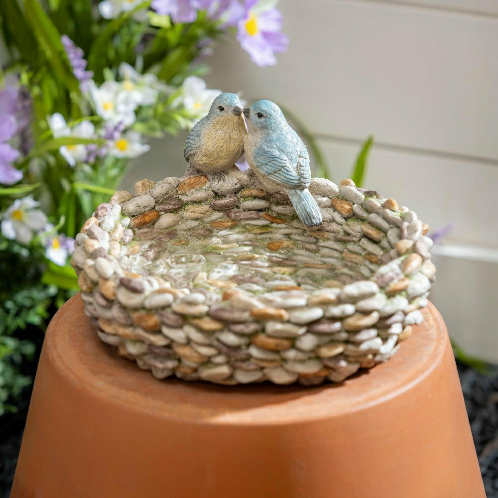 What She Shed Birdbath, Resin Pebble with Birds | Plow & Hearth