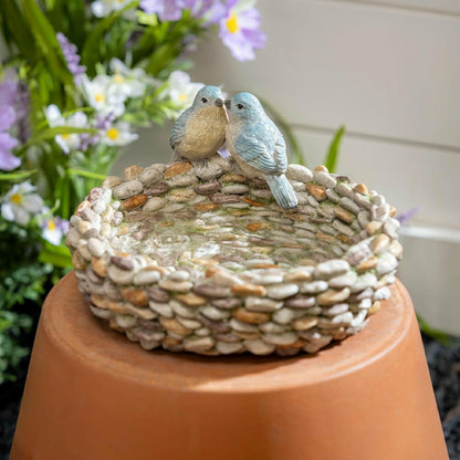 What She Shed Birdbath, Resin Pebble with Birds | Plow & Hearth