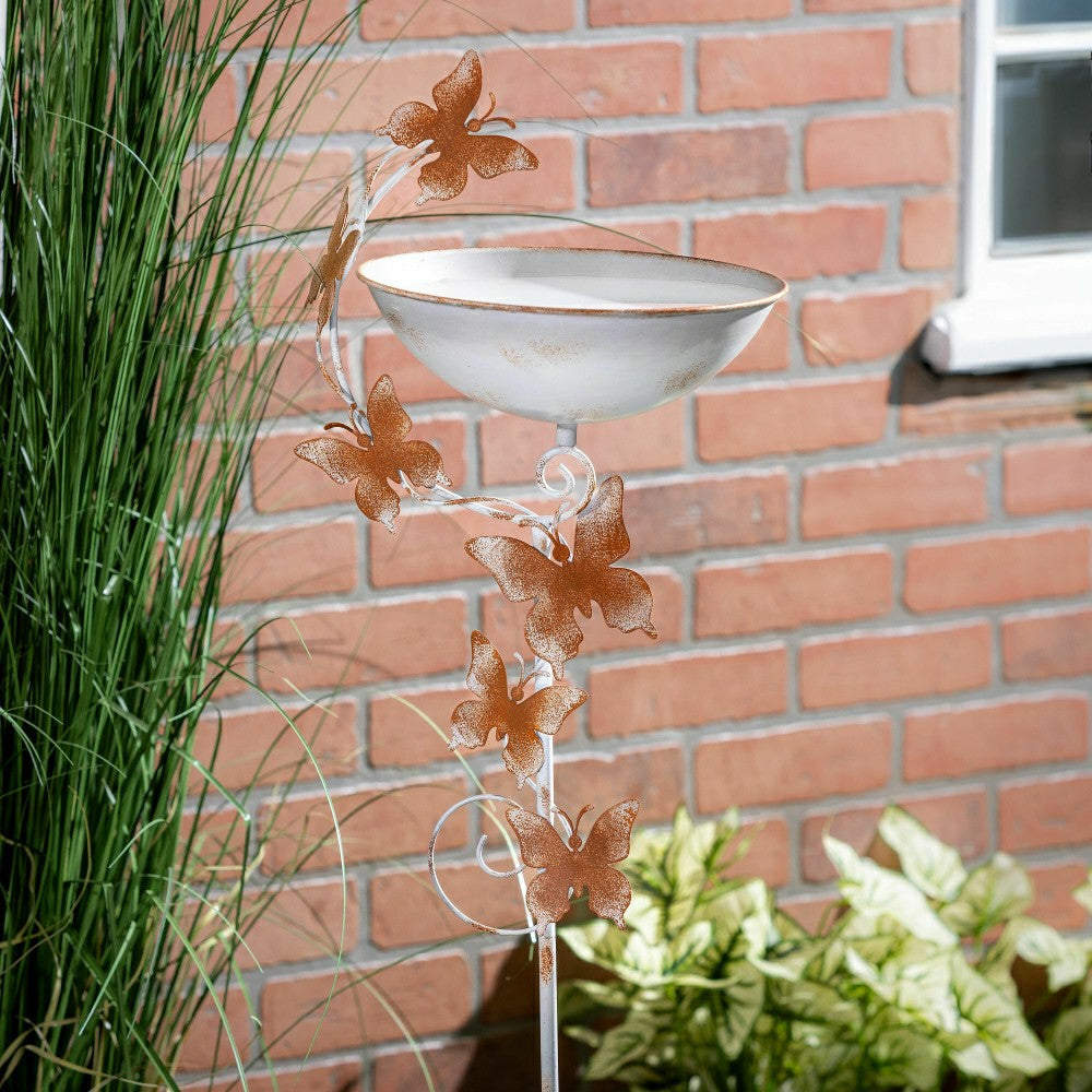 Garden of Wonder Birdbath, Metal Staked Butterfly | Plow & Hearth
