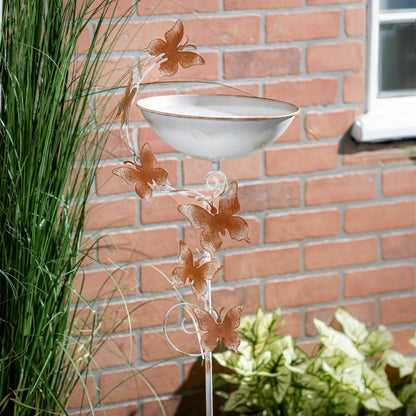 Garden of Wonder Birdbath, Metal Staked Butterfly | Plow & Hearth