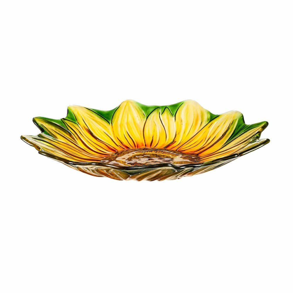 Harvest Blossoms Birdbath,18" Hand Painted and Embossed Shaped Bird Ba | Plow & Hearth