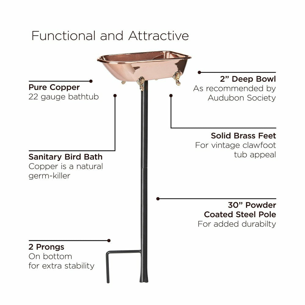 Splish Splash Birdbath, Polished Copper | Plow & Hearth
