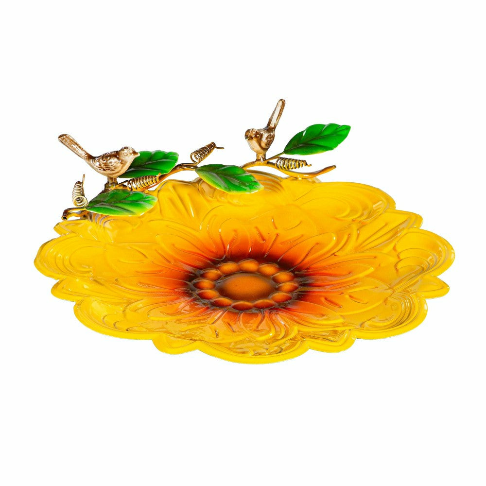 Metal Scalloped Edge Sunflower Birdbath | Plow & Hearth
