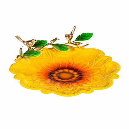 Metal Scalloped Edge Sunflower Birdbath | Plow & Hearth