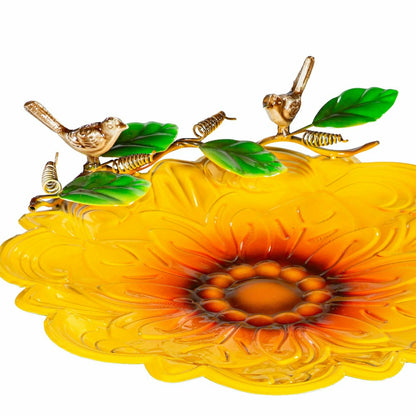 Metal Scalloped Edge Sunflower Birdbath | Plow & Hearth