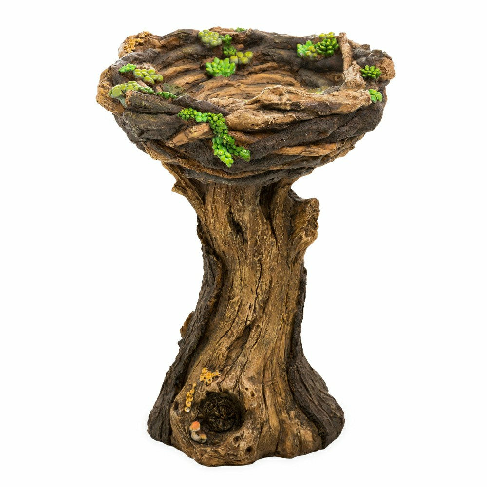 Succulent Bird Nest Tree Stump Birdbath | Plow & Hearth