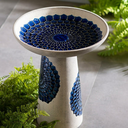 Blue Tile Ceramic Birdbath | Plow & Hearth