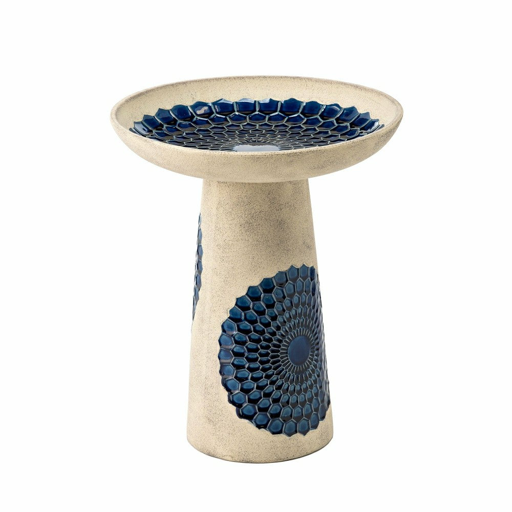 Blue Tile Ceramic Birdbath | Plow & Hearth