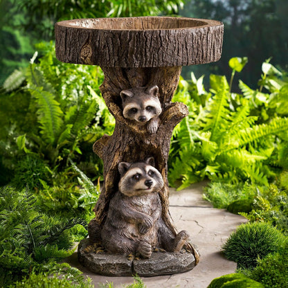 Resin Raccoon Birdbath | Plow & Hearth