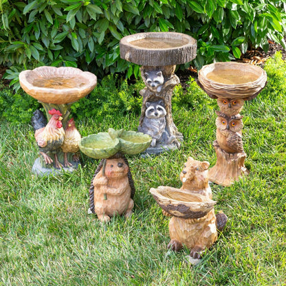 Resin Raccoon Birdbath | Plow & Hearth