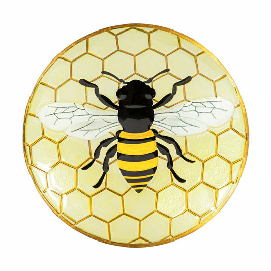 Happy Honey Bee Glass Birdbath Basin | Plow & Hearth