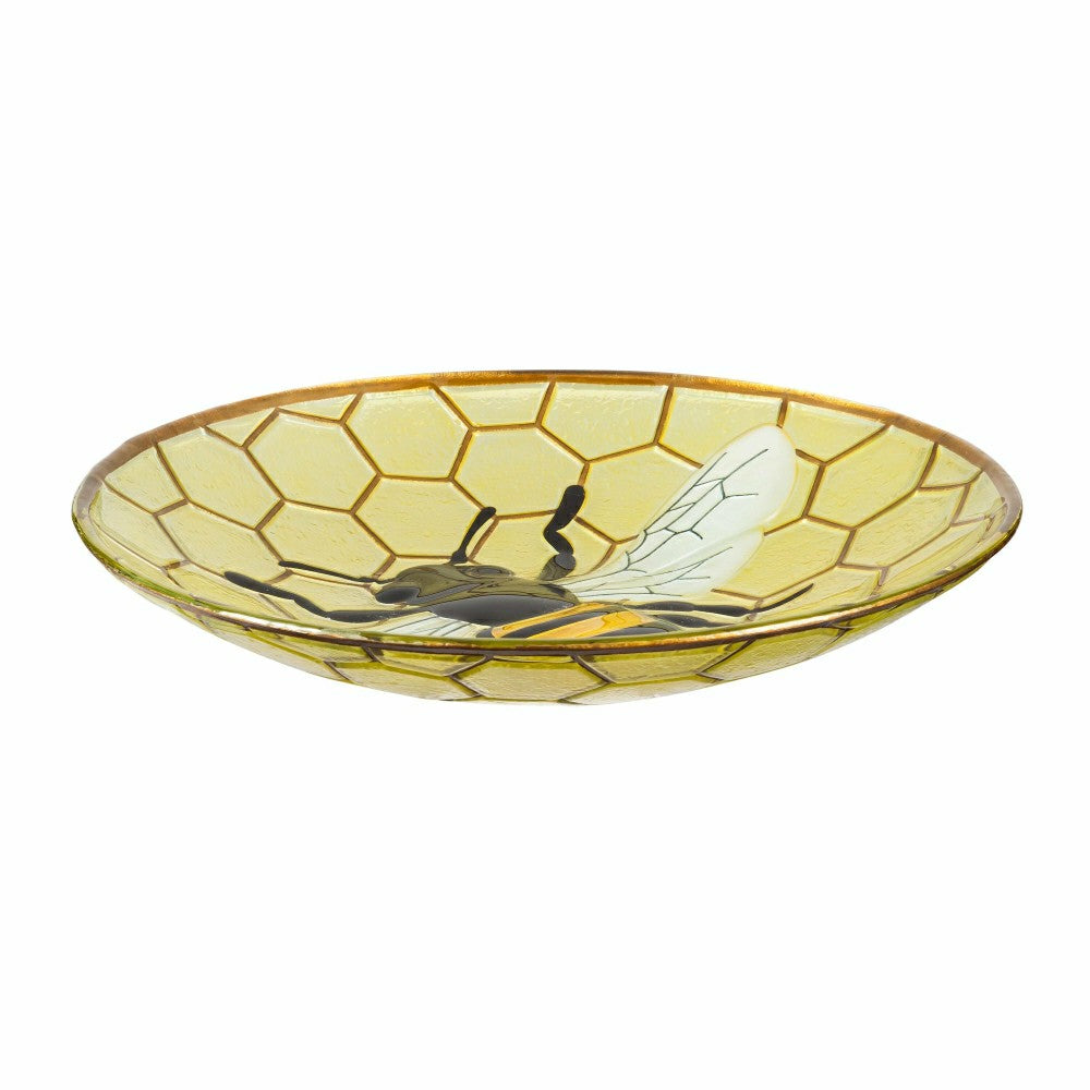 Happy Honey Bee Glass Birdbath Basin | Plow & Hearth
