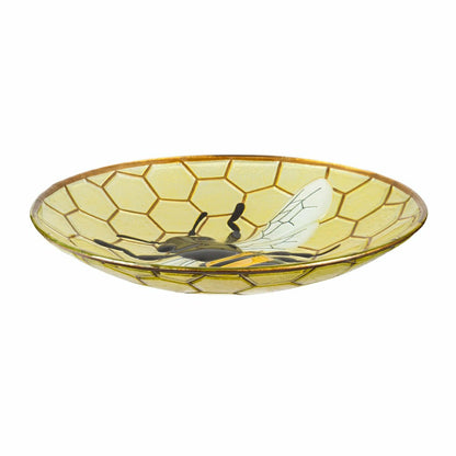 Happy Honey Bee Glass Birdbath Basin | Plow & Hearth