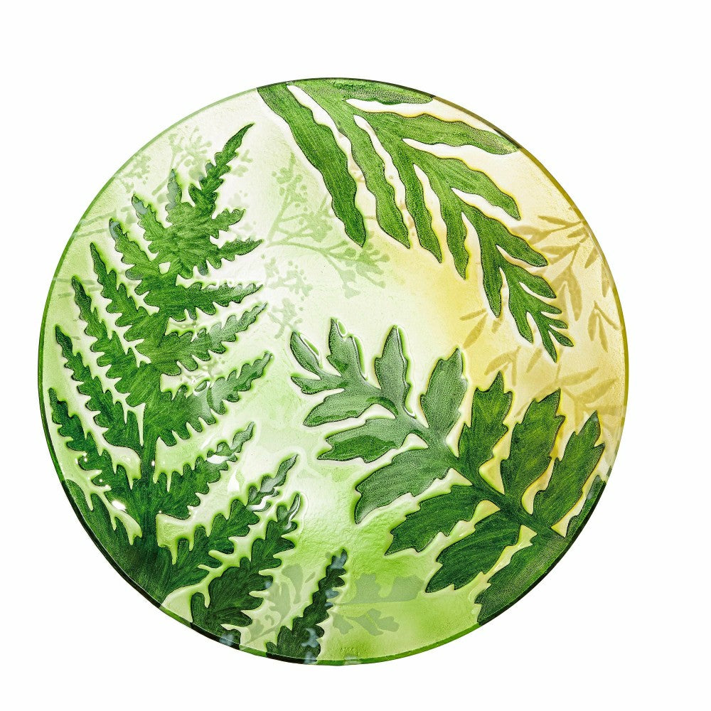 Hand-Painted and Embossed Botanical Glass Birdbath Basin | Plow & Hearth