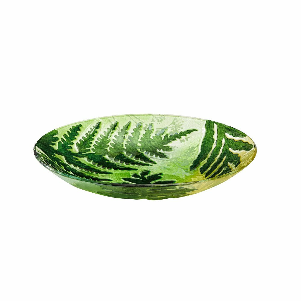 Hand-Painted and Embossed Botanical Glass Birdbath Basin | Plow & Hearth