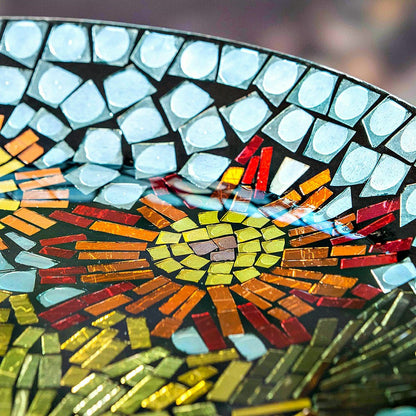 18" Glass Bird Bath, Moasic Translucent and Metallic Finish | Plow & Hearth