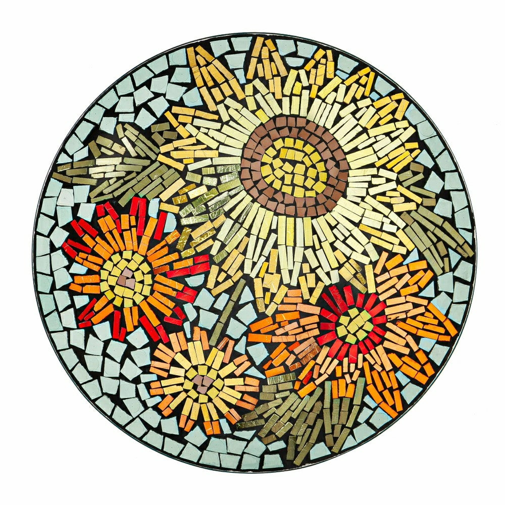 18" Glass Bird Bath, Moasic Translucent and Metallic Finish | Plow & Hearth