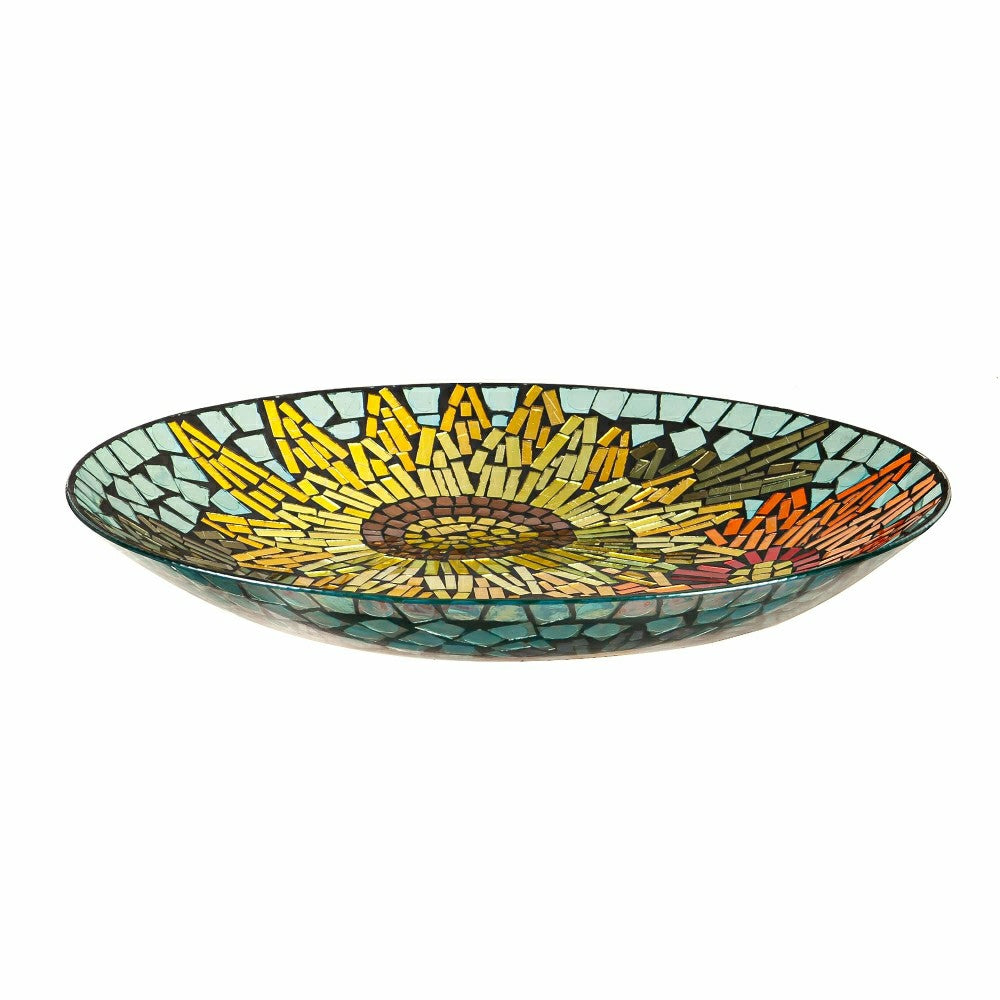 18" Glass Bird Bath, Moasic Translucent and Metallic Finish | Plow & Hearth