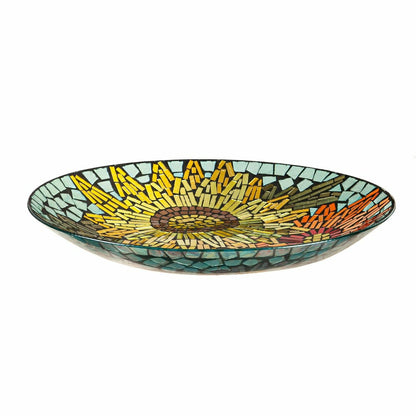 18" Glass Bird Bath, Moasic Translucent and Metallic Finish | Plow & Hearth