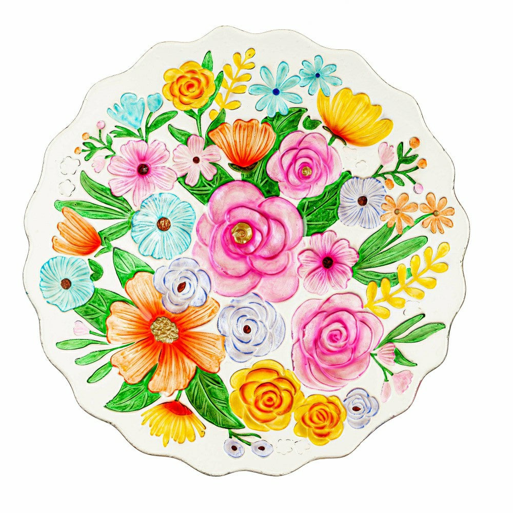 What She Shed Birdbath, Glass Bundle of Flowers, 18" | Plow & Hearth