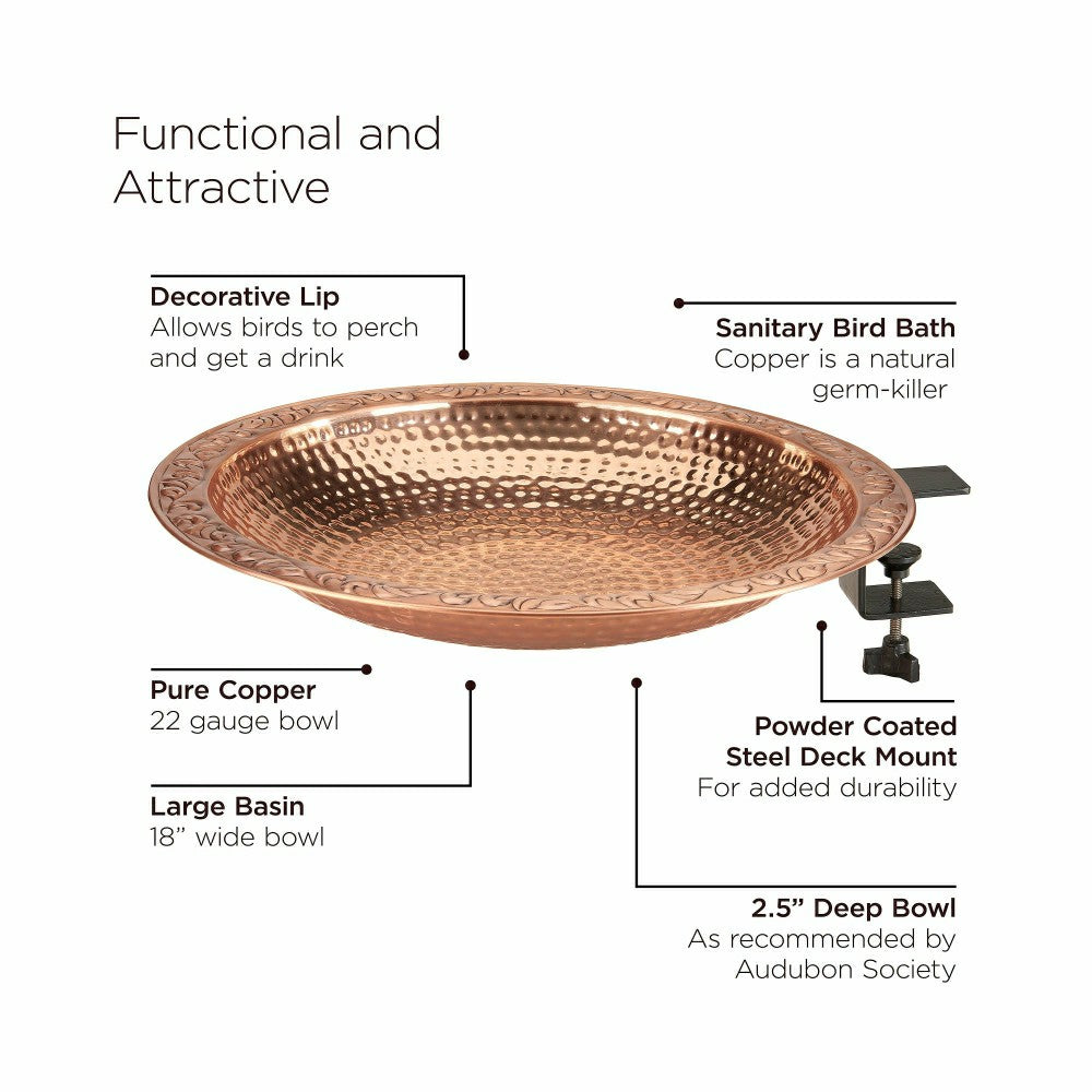 Large Deck Mounted Copper Birdbath | Plow & Hearth