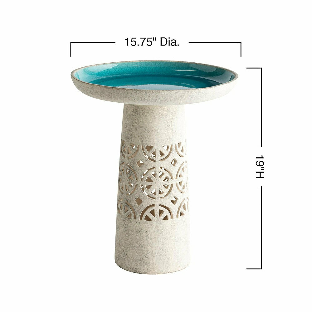 Aqua Crackle Glazed Ceramic Birdbath | Plow & Hearth