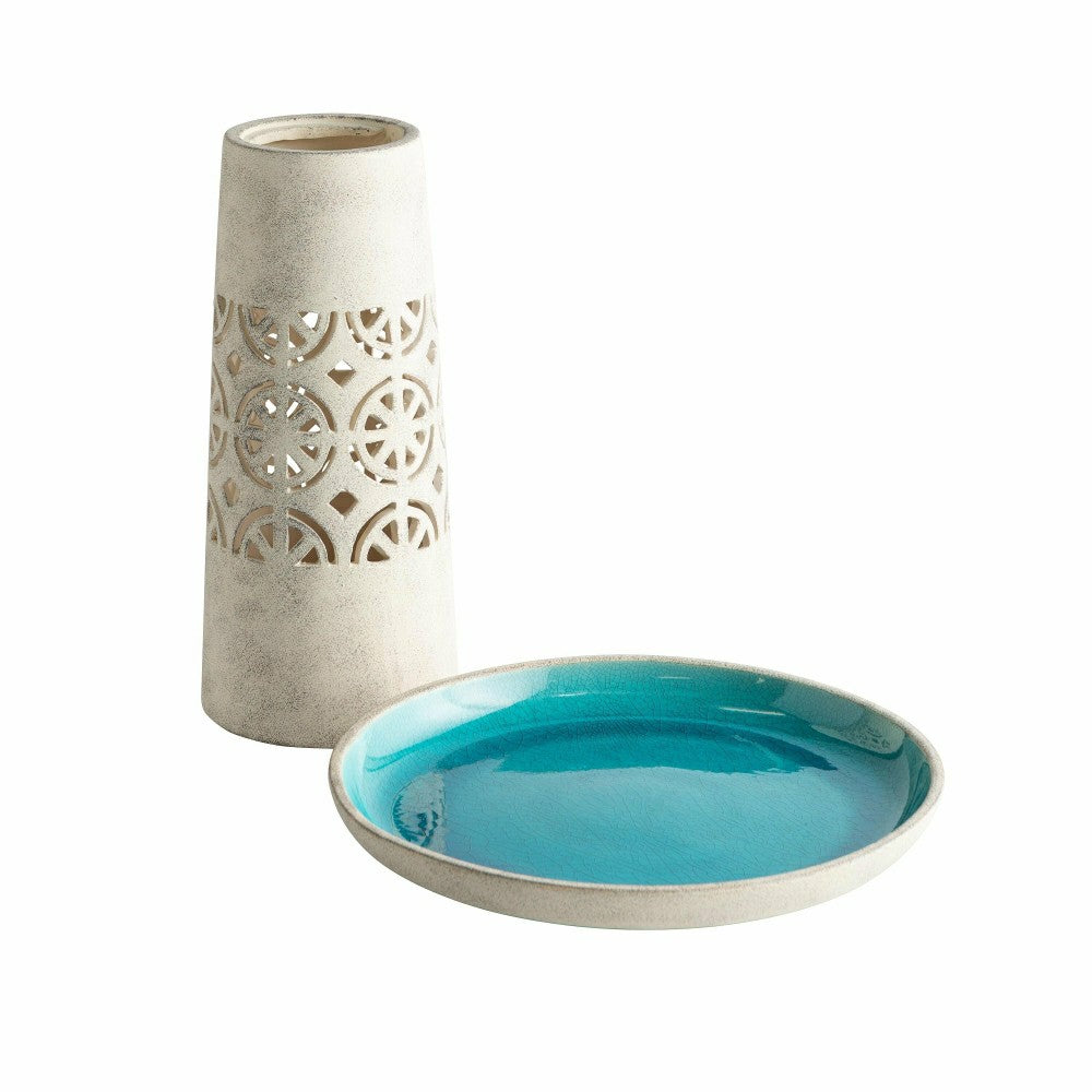 Aqua Crackle Glazed Ceramic Birdbath | Plow & Hearth