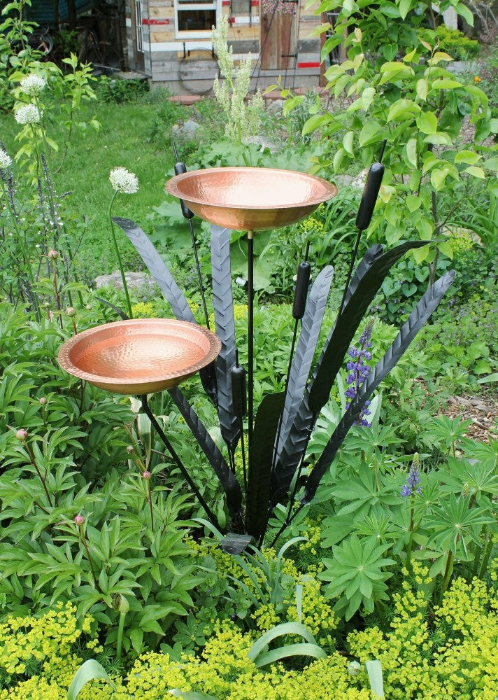 Double Cattail Birdbath | Plow & Hearth