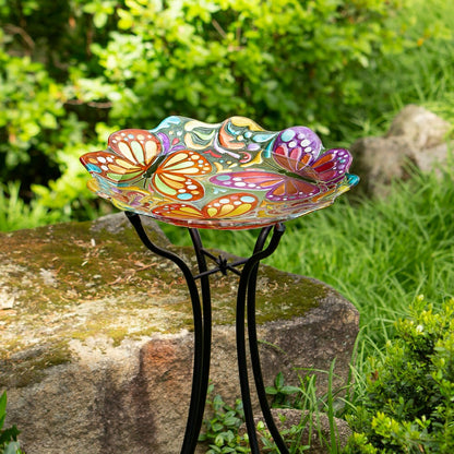 Butterfly Sculpted Glass Birdbath Basin | Plow & Hearth