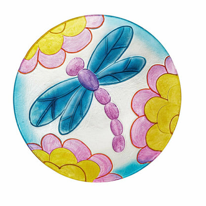 18" Fluorescent Hand Painted and Embossed Glass Shaped Bird Bath, Drag | Plow & Hearth