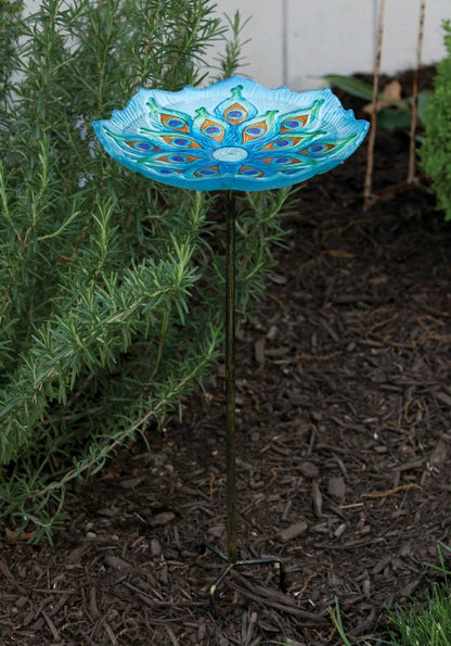 Bird Bath on Stake, Peacock | Plow & Hearth