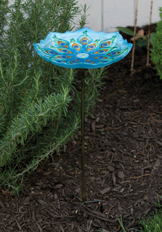 Bird Bath on Stake, Peacock | Plow & Hearth